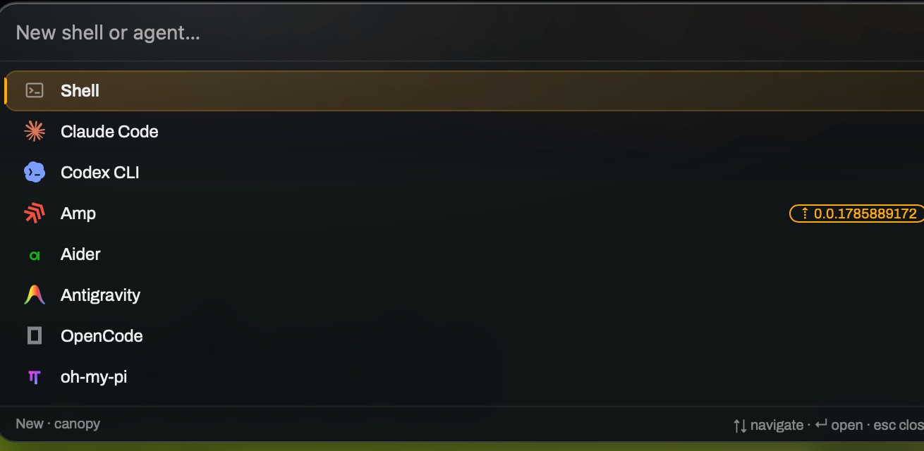 The launcher for starting a new shell or agent