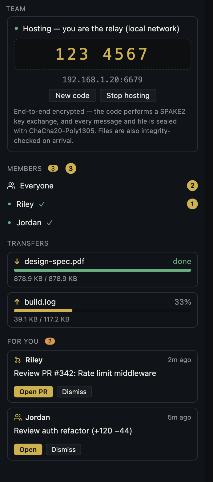 Canopy team relay with shared project collaboration
